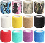 Self Adhesive Tape,Cohesive Wrap Bandages,Camouflage Wrap Tape for Hunting,Strong Elastic Stretch Sports Tape for Wrist Sprains & Swelling,12 Pack-2" x5 Yards(12 Color)