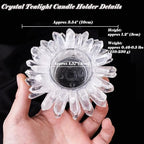 Natural Clear Quartz Crystal, Crystal Quartz Tealight Candle Holder Crystal Stone Candle Stand High Energy Geode Votive with Healing Effects (Not Included Candle)
