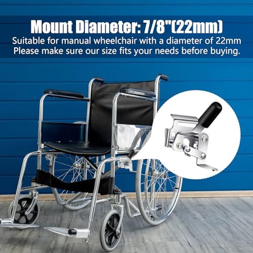 2 Pcs Heavy Duty Wheelchair Brakes Wheel Locks Wheelchair Parts Mount Bolt on Style for 7/8 Inch Tubing Universal Wheel Lock Brake Assembly Medical Transport Chair Brake Side (Silver)