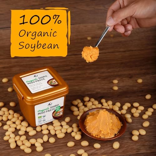 YUHO Organic Shiro Miso Paste, No GMO, NON-MSG, Japanese Style Instant Miso Soup, Gluten Free, Kosher, No Preservatives, Vegan 17.6 oz