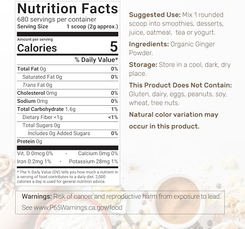 DEAL SUPPLEMENT Organic Fresh Ginger Powder, 3lbs – Finely Ground for Easy Mixing, Raw Ginger Spice Flavor, Indian Origin – Great for Chews, Tea, Candy, & Juice – Non-GMO, Filler Free