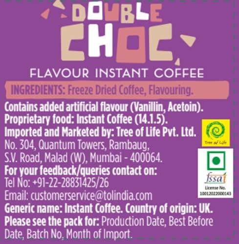 Beanies Flavour Instant Coffee - Double Chocolate Instant Flavored Coffee - Bold & Adventurous Full-On Flavor - An Indulgent Sugar Free Taste Explosion - Low Calorie - Vegan & Gluten Free - Wheat & Dairy Free, 50g jar