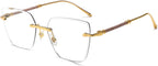 LJCZKA Blue Light Blocking Glasses Women Men Square Rimless Eyeglasses Anti Eye satrain Computer Glasses Metal Frame