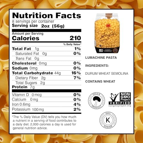 Garofalo - Premium Durum Wheat Semolina Lumachine Pasta, Italian Made, Bronze-Drawn, Al-Dente, One-Ingredient Pasta (2 pack)