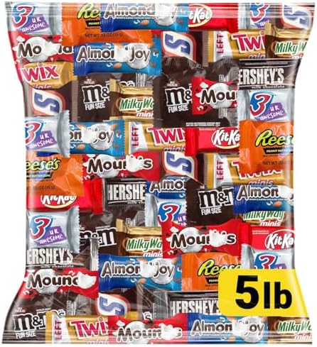 Chocolate Assorted Bulk Candy Variety Pack 5lb - Mini Chocolate Bars, Milk & Dark Chocolate Mix - Individually Wrapped Bulk Candy for Office Snacks, Party Favors and Bags