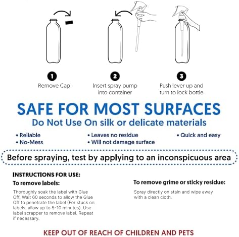 Perco Glue Off Adhesive Sticker Remover 3.3 fl. oz & Scraper with Plastic Razor for Removing Labels (Adhesive Sticker Remover & Scraper w/Plastic Razor)