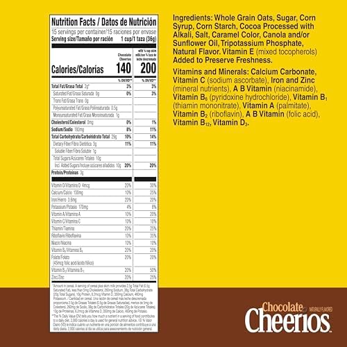 Chocolate Cheerios, Heart Healthy Gluten Free Breakfast Cereal, Made with Whole Grain Oats, Family Size, 19.2 oz