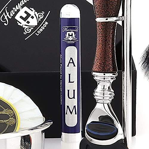 Haryali London 6 Pc Mens Shaving Kit 5 Edge Razor With Synthetic Badger Hair Shaving Brush, Stand, Soap, Bowl and Alum Perfect Set For Men