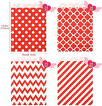 KESOTO 100 Pack Christmas Valentine Red Cookie Candy Buffet Bags, 5x7 Small Paper Bags for Valentines Day Birthday Holiday Party Favor Supplies