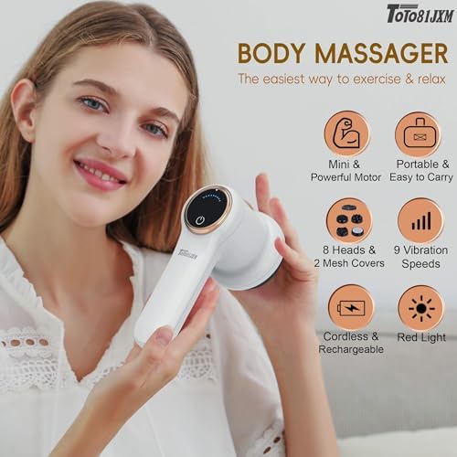 TOTO81JXM Electric Cellulite Massager – Body Sculpting Machine with 8 Massage Heads, Lymphatic Drainage & Skin Tightening for Belly Stomach Leg, Lipo Roller Massager After Surgery, Adjustable Speed.