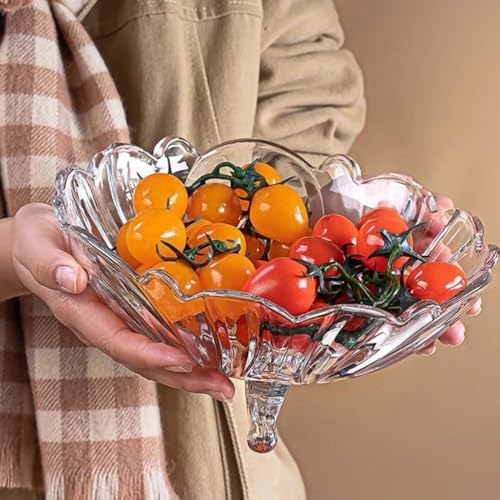 Cabilock Tripod Glass Fruit Plate Trifle Bowl Glass Food Decor Crystal Candy Dish Pasta Bowl Food Prep Transparent Salad Tray Transparent Serving Plate Fruit Tray for Home