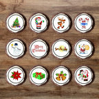 PRECUT Edible Christmas Cake Toppers, Christmas Baby Shower Decorations for Cake Decorating, Xmas Edible Cupcake Toppers, Festive Cookie Decor, Theme 1, 3cm / 1.18 inch (48)