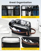Vorspack Canvas Toiletry Bag for Men - Water Resistant Travel Bag for Toiletries, Bathroom Essentials, Accessories - Black