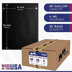 Ox Plastics Trash Can Liners Bags - Extra Heavy Duty Strength - Large Garbage, Leak-Proof & Durable, House & Commercial Use Bags (50) - Black (4 Mil, 60 Gallon)