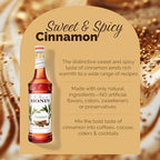 Monin - Cinnamon Syrup, Sweet and Spicy Taste of Cinnamon, Versatile Flavor, Natural Flavors, Great for Coffees, Cocoas, Ciders, and Cocktails, Non-GMO, Gluten-Free (750 ml)