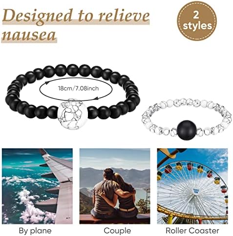 Yinkin 2 Pcs Anti Nausea Wristband Sea Sickness Relief Motion Wristbands Acupressure Bracelet for Car sickness Travel Push Bead into Wrist, Helps Vertigo, Relieves Dizziness