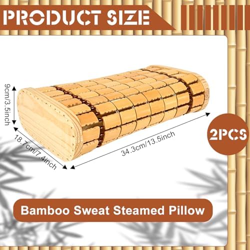 2 Pack Bamboo Headrest Pillow Natural Sauna Neck Rest Handmade Wood Pillows Chinese Style Household Spa Steam Saunas Rooms Breathable Hollow Pillow for Saunas backrest Accessories Home Spa