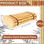 2 Pack Bamboo Headrest Pillow Natural Sauna Neck Rest Handmade Wood Pillows Chinese Style Household Spa Steam Saunas Rooms Breathable Hollow Pillow for Saunas backrest Accessories Home Spa