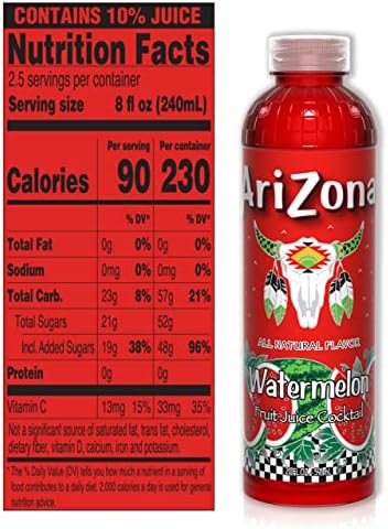AriZona Watermelon Fruit Juice Cocktail, 20 Fl Oz (Pack of 12)
