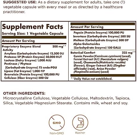 Solgar Comfort Zone Digestive Complex - 90 Vegetable Capsules - Enzymes to Support the Body’s Natural Digestive Process & Break Down Difficult-to-Digest Foods - Kosher - 90 Servings