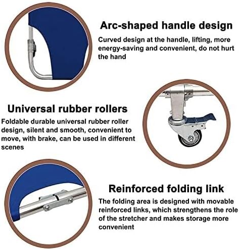 Folding Portable Stretcher with 4 Wheels - Lightweight Aluminum Emergency Rescue Stretcher for Hospital, Clinic, Home Care, and Sports - 350lb Capacity