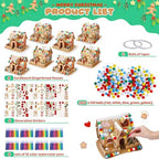 Poen 8 Set Christmas Gingerbread House Kit Bulk Prebuilt Mini Gingerbread House Kit Fun DIY Cardboard Christmas Craft Supplies for Holiday Party Decoration(Stylish Style)