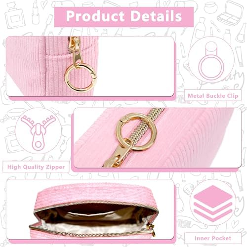 Period Bag for Girls, Corduroy Sanitary Napkin Storage Bag, Period Pouch & Tampon Holder, Feminine Care Organizer（Pink）