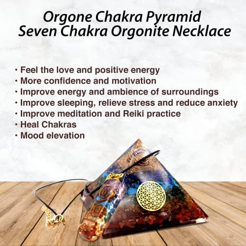 Chakra Pyramid - Seven Chakra Pyramid - Orgonite Pyramid for Energy Healing - Orgonite Kit - Protection with Seven Chakra Orgonite Necklace