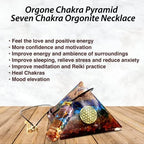 Chakra Pyramid - Seven Chakra Pyramid - Orgonite Pyramid for Energy Healing - Orgonite Kit - Protection with Seven Chakra Orgonite Necklace