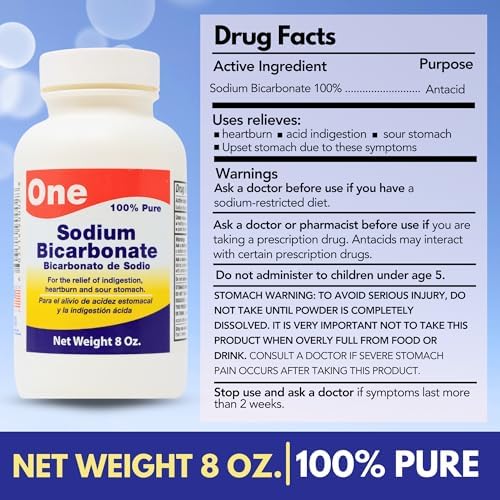 Arymar Sodium Bicarbonate: Premium Pure Grade Powder for Digestive Balance and Personal Care, Natural Formula for Stomach Comfort, High Purity Grade, 4 oz