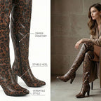 Women Over The Knee Boots, Thigh High Boots with Chunky Heel & Side Zipper,Sexy Fall Boots Leopard & snake patterns