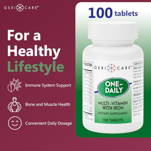 GeriCare One-Daily Multi-Vitamin with Iron Tablets,100 Count (Pack of 1)