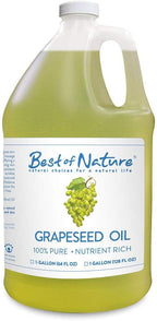Best of Nature 100% Pure Grapeseed Oil - Unscented, Lightweight, Non-Greasy Moisturizer for Hair, Skin, Face & Aromatherapy, Carrier Oil for Essential Oils, Half Gallon (64 fl oz)