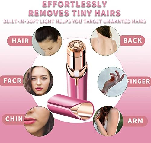 Facial Hair Remover for Women- as Seen on TV Painless Face Shaver -Mini Hair Remover, Electric Razor Shaver Portable Bikini Epilator for Lips, Chin, Armpit, Peach Fuzz, Fingers, Neck, Cheek (Rose red)