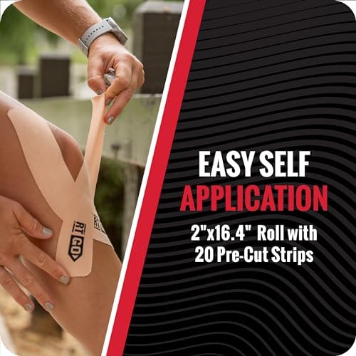 RockTape Go Gentle Adhesive Pre-Cut Kinesiology Tape (Black)