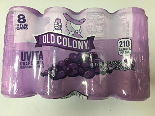 OLD COLONY UVA - Puerto Rico's Favorite Grape Flavored Soda - 12 oz cans - 8 Pack