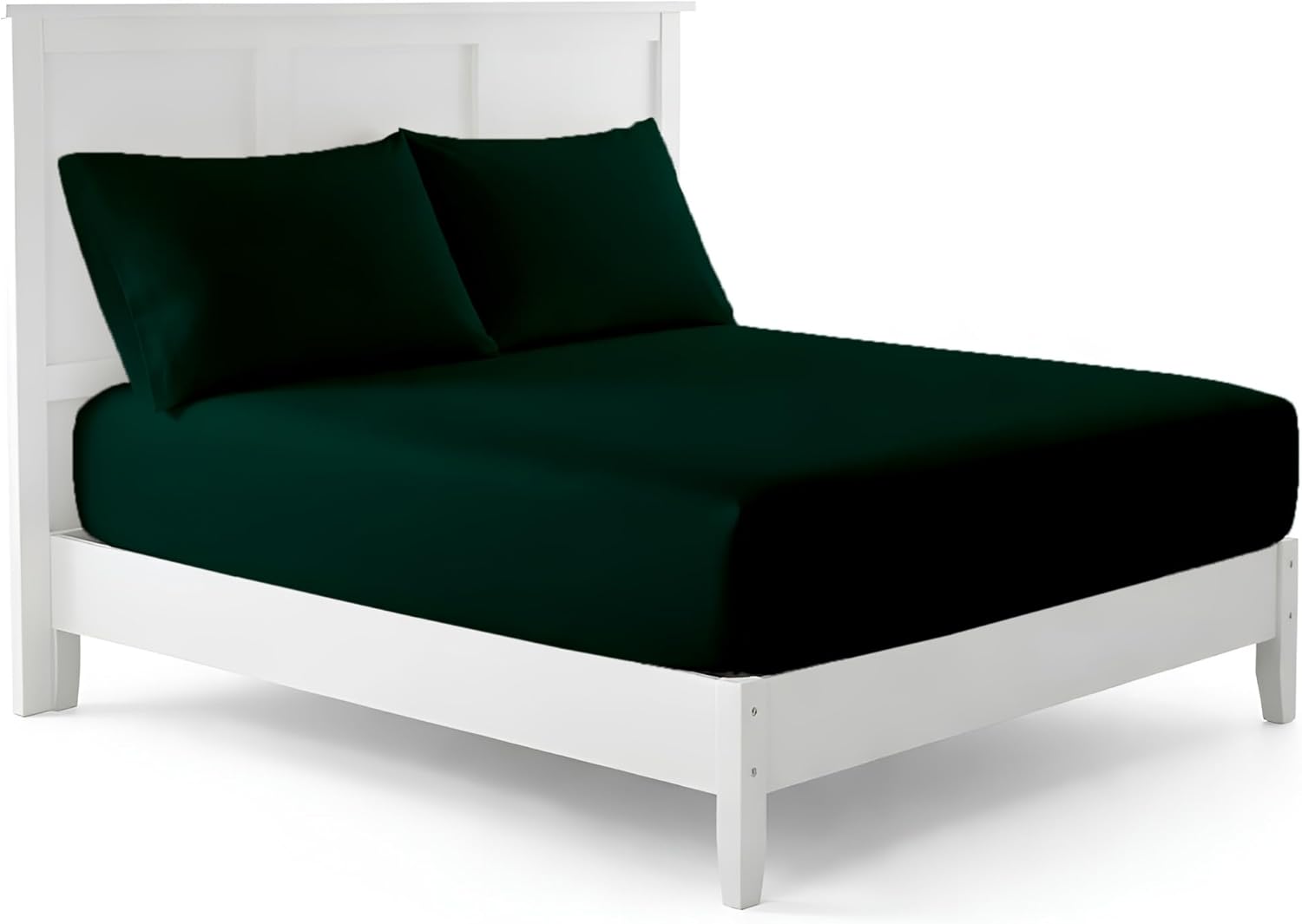 Luxurious Microfiber 3 Piece Fitted Sheet Set 8" inch Deep Pocket Include 1 Fitted Sheet, 2 Pillow Cases - Teal Green - Full Size