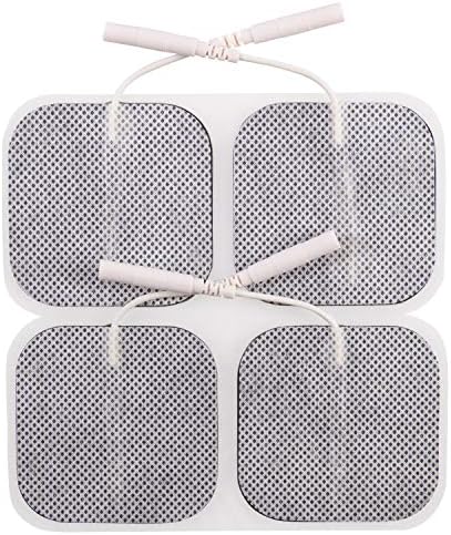BodyMed TENS/EMS Unit 4 Electrode Pads – Four, 2 x 2 Inch Square Electrodes in Ten Packs – Reusable and Self-Adhesive for Easy Muscle Stimulation and Discomfort Relief