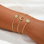Dainty Bracelets for Women, 14k Gold Plated/Silver Layered Charms Bracelet Herringbone Satellite Beads Box Rope CZ Bracelet Adjustable Cuba Link Chain Bracelet Set Jewelry Gifts