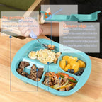Adaptive Utensils Plates with Extra Wall,Non-slip&Spill-proof Melamine Plate for Dementia,Stroke, Tremors,Self-Feeding Dinnerware for Elderly (Melamine 4-Compartment Divided Plates)