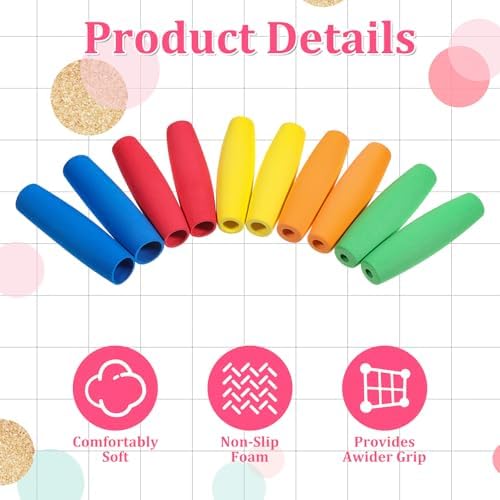 10 Pcs Foam Grip Tubing, No-Cut Foam Tubes Grips, Adaptive Utensil Cutlery Padding Grip Handle, Comfort Grips for Elderly, Tools, Multicolor