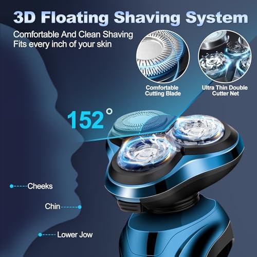 Electric Razor for Men, Shaver for Men Face,Waterproof Wet Dry Electric Shavers LED Display Cordless with Rechargeable Nose Hair Trimmer and Beard Trimmer,Prtable Travel Men's Razors