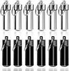 12 Pieces Aluminium Pill Box Keyring, Portable Waterproof Pill Organizer with Keychain Medicine Bottle Container for Outdoor Camping Travel Black Silver