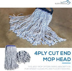 KLEEN HANDLER Cut End Finish Mop | 1.25" Universal Headband, Maximum Absorption Finishing Mop, Pack of 1