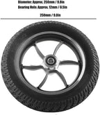 10in Wheelchair Wheel Replacement Tires Wheels Solid Wheel Tyre Rubber Inflatable Caster Anti‑skid for Electric Front Wheelchair 6001 Bearing with 12mm Hole