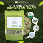 Biokoma Organic Birch Leaf Tea Loose Dried Leaves 50g 1.76oz - Detox Support Digestion Immunity Herbal Tea - USDA Organic - Resealable Moisture Proof Pouch - No Additives - Non GMO - Kosher