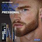 Noerrors Beard Filler Pencil Kit Dual End 4 Tips Beard Pen and Brush Set Hairline Moustache Eyebrows Filling Shaping Styling Makeup Tools Waterproof Longlasting For Men #Brown