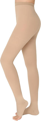 KTINNEAD 20-30 mmHg Compression Pantyhose for Women, Open Toe Medical Compression Stockings, Waist High Opaque Compression Tights for Edema, Varicose Veins, Swelling, Pregnant, Teacher, Doctor