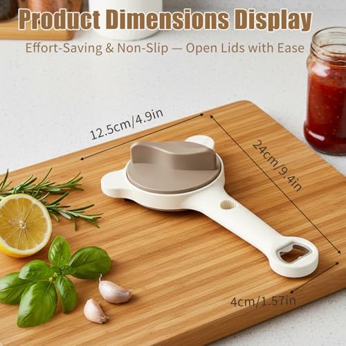 4 In 1 Multi-Purpose Jar Opener, Adjustable Can Opener, Lid Gripper & Bottle Opener For Seniors/Weak Hands, Fits Kitchen Jars, Bottles & Cans