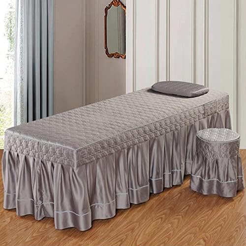MIPOPS 4-Piece Microfiber Massage Table Sheet Set, Soft Facial Bed Cover, Solid Color Beauty Bedspreads Salon Bed Cover for Body Massage(Purple,185x70cm(73x28inch))